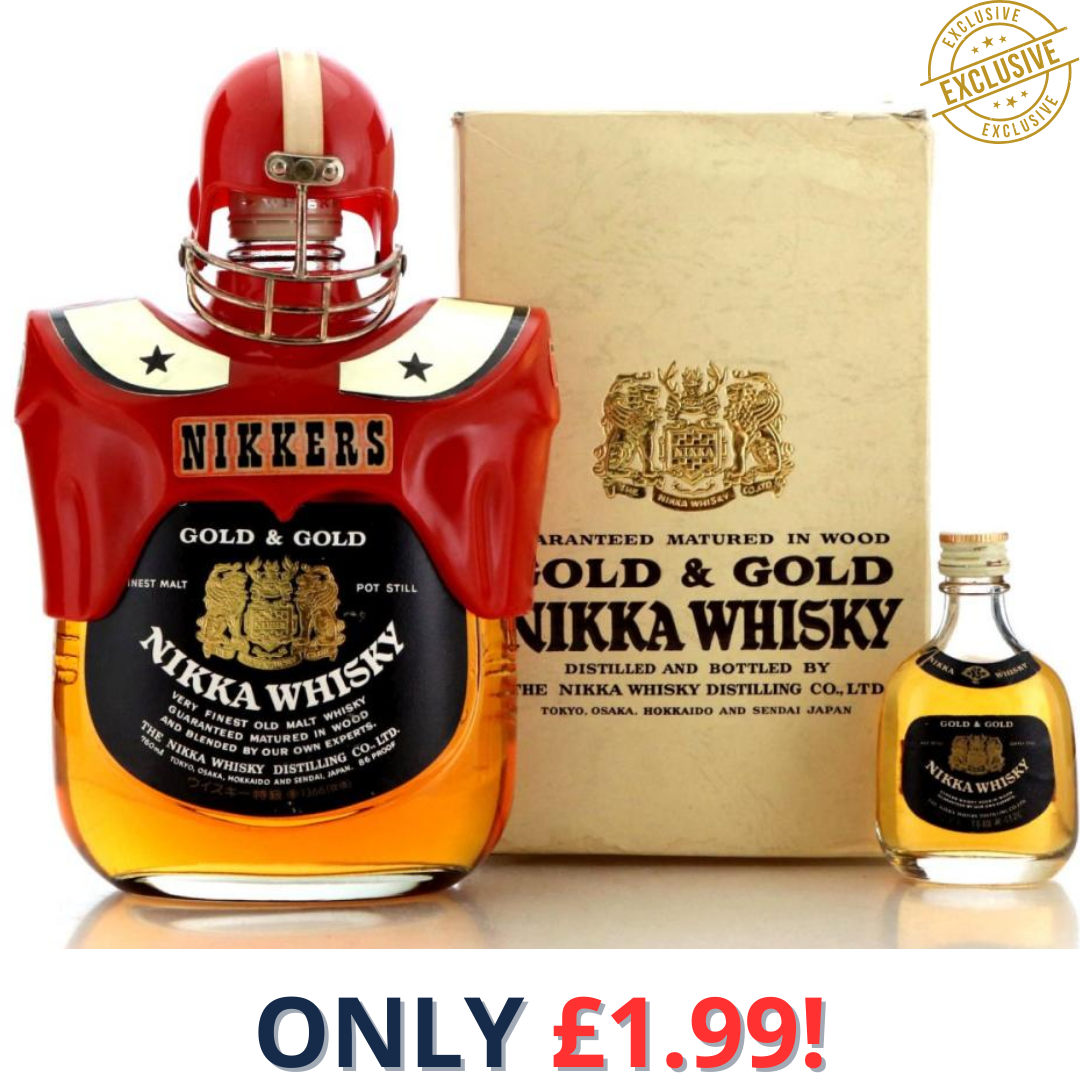 Nikka Gold and Gold American Footballer with Miniature | 2262!